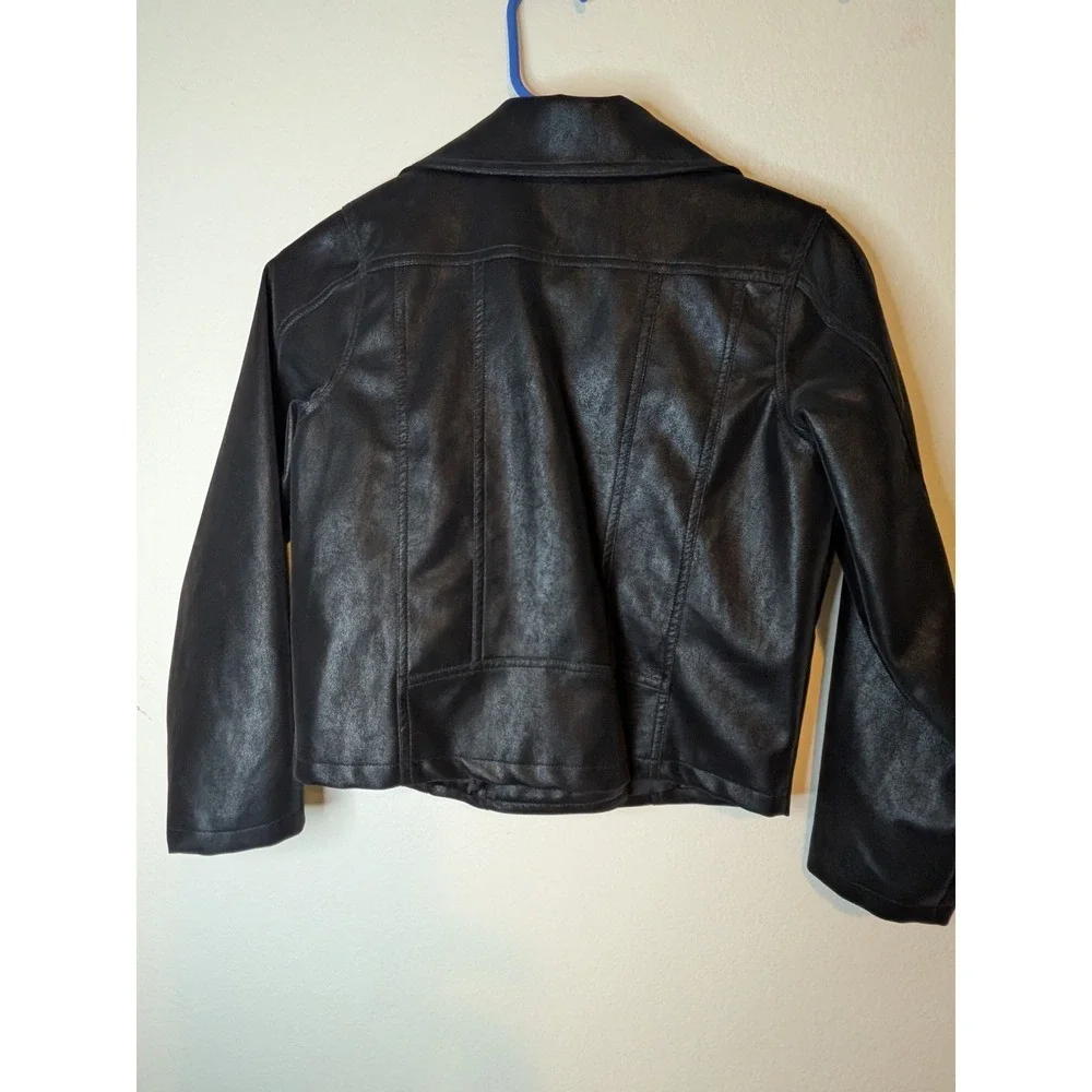 Chelsea & Violet Girls Faux Leather Moto Jacket Black Size L 14‎